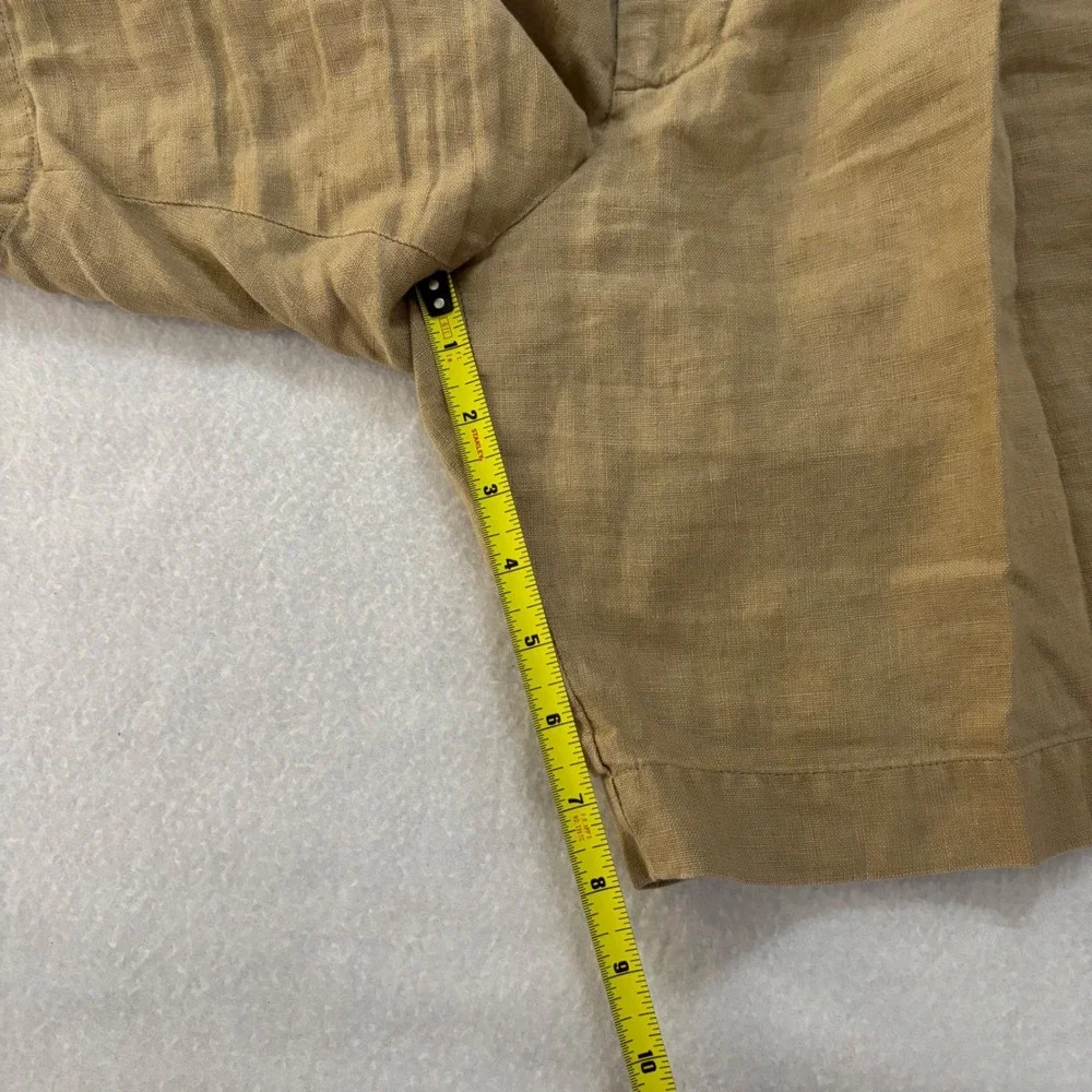 Brooks Brothers 346 Mens Tan 100% Linen Pleated Shorts Khaki Size 42